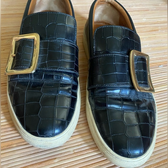 Bally Switzerland Heska 100 Gold Buckle Crocodile Imprint Loafer 9.5 40EU - Picture 3 of 10